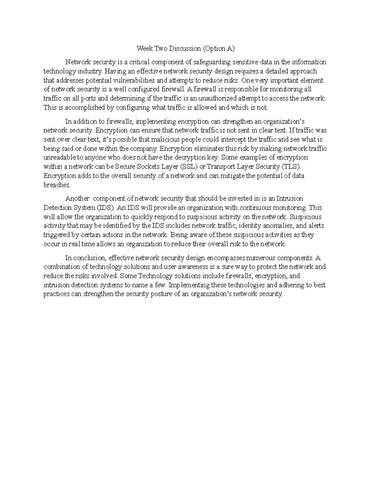 Week Two Discussion Post (CYB453) - Week Two Discussion (Option A ...