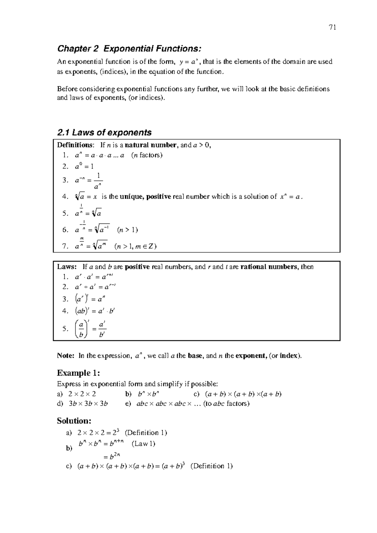 Ch2 exponents - For students - Chapter 2 Exponential Functions: An ...