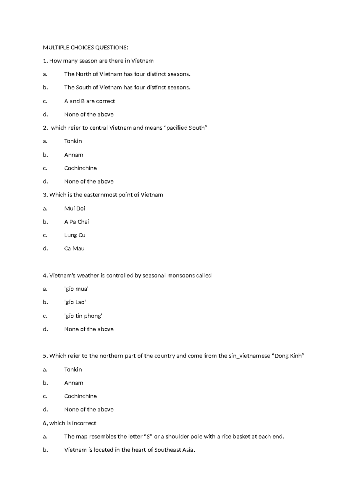 1-100 copy - MULTIPLE CHOICES QUESTIONS: How many season are there in ...