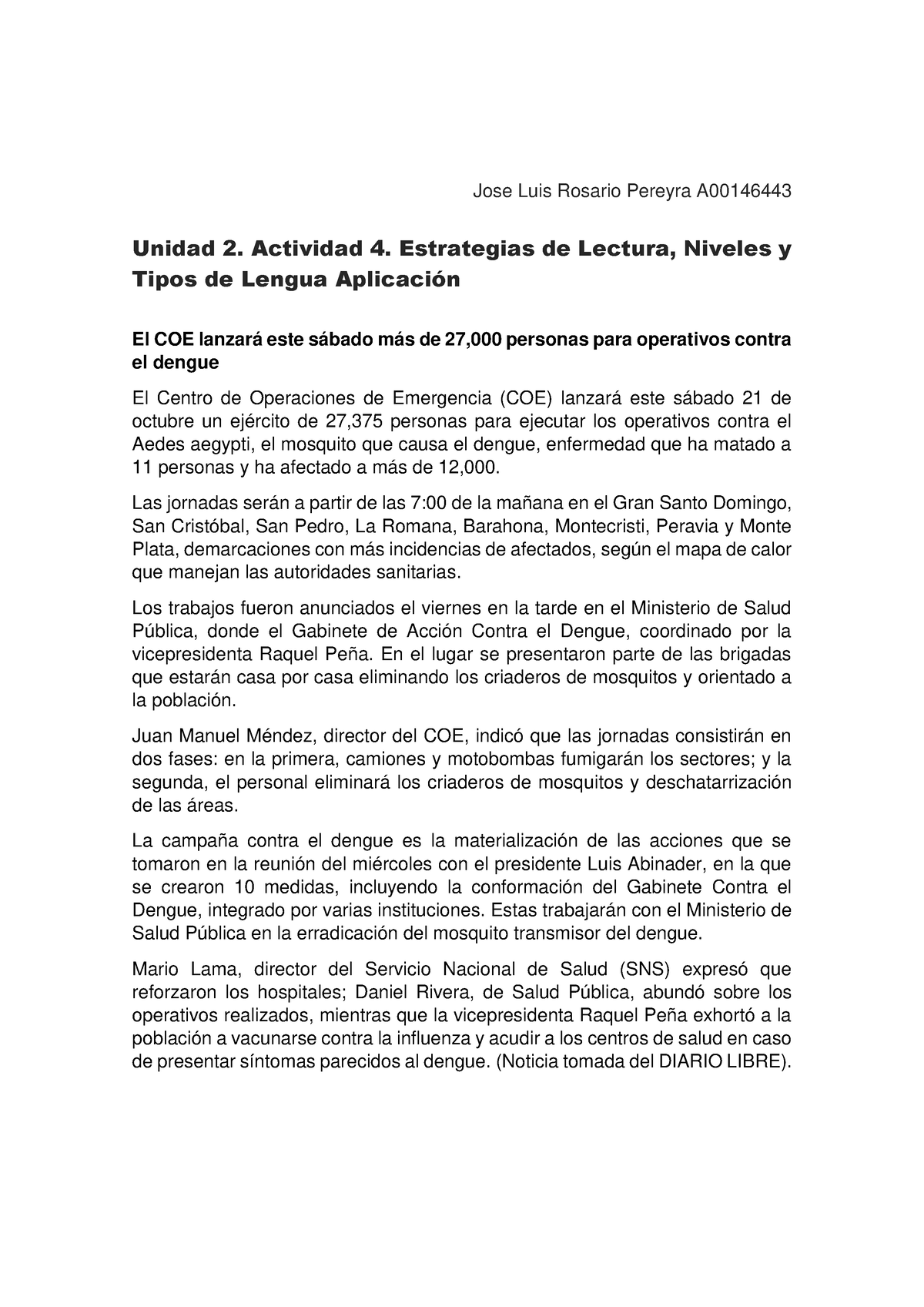 Estrategias De Lectura, Niveles Y Tipos De Lengua - Jose Luis Rosario ...