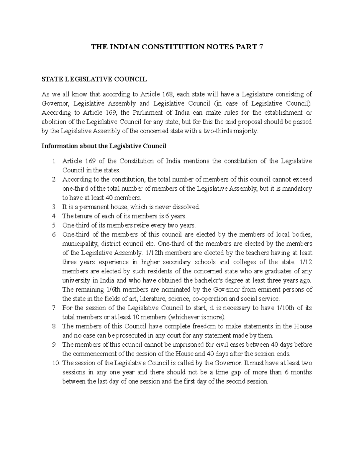 THE Indian Constitution Notes PART 7 - THE INDIAN CONSTITUTION NOTES ...