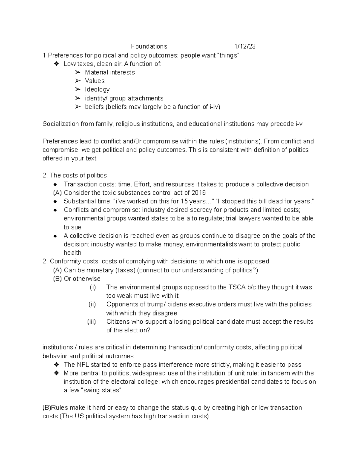 Poly sci notes 101 - Foundations 1/12/ 1 for political and policy ...