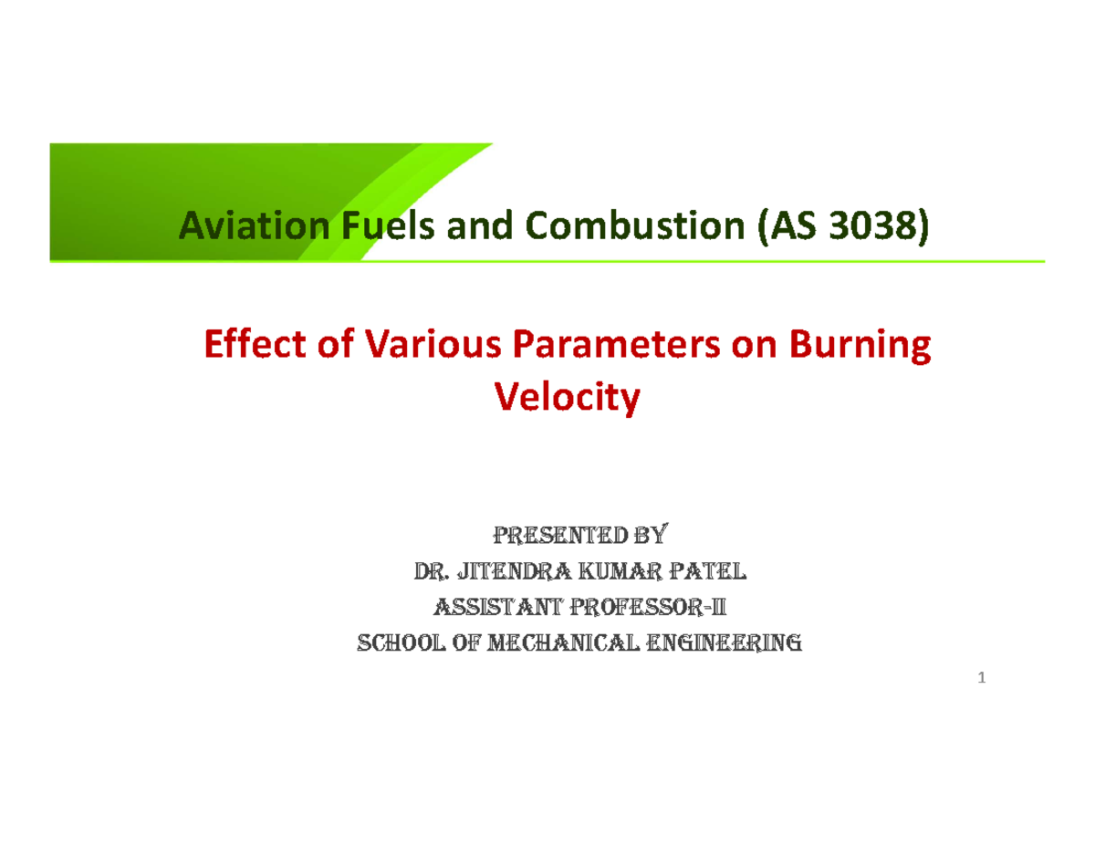 Lecture5 Effect Aviation Fuels & Combustion KIIT University StuDocu