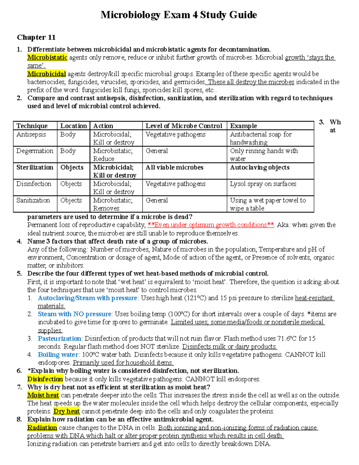Exam 4 SG - Exam 4 study guide microbiology - Chapter 11 Differentiate ...
