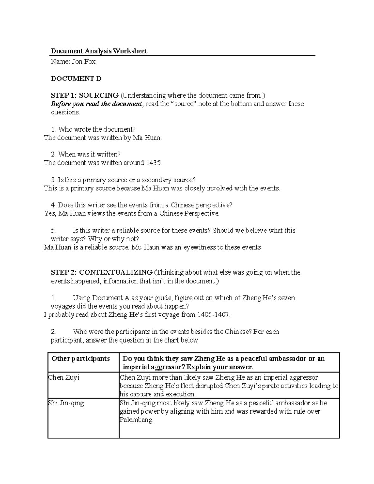 Primary Source 2 - Google Docs - Document Analysis Worksheet Name: Jon ...