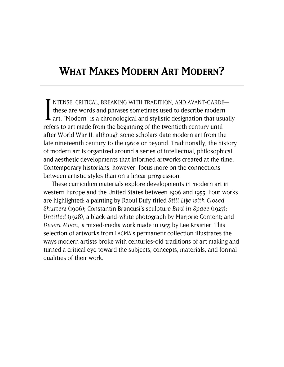 what is modern art essay