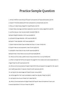 DSA practice sample questions with answers - Practice Sample Question 1 ...