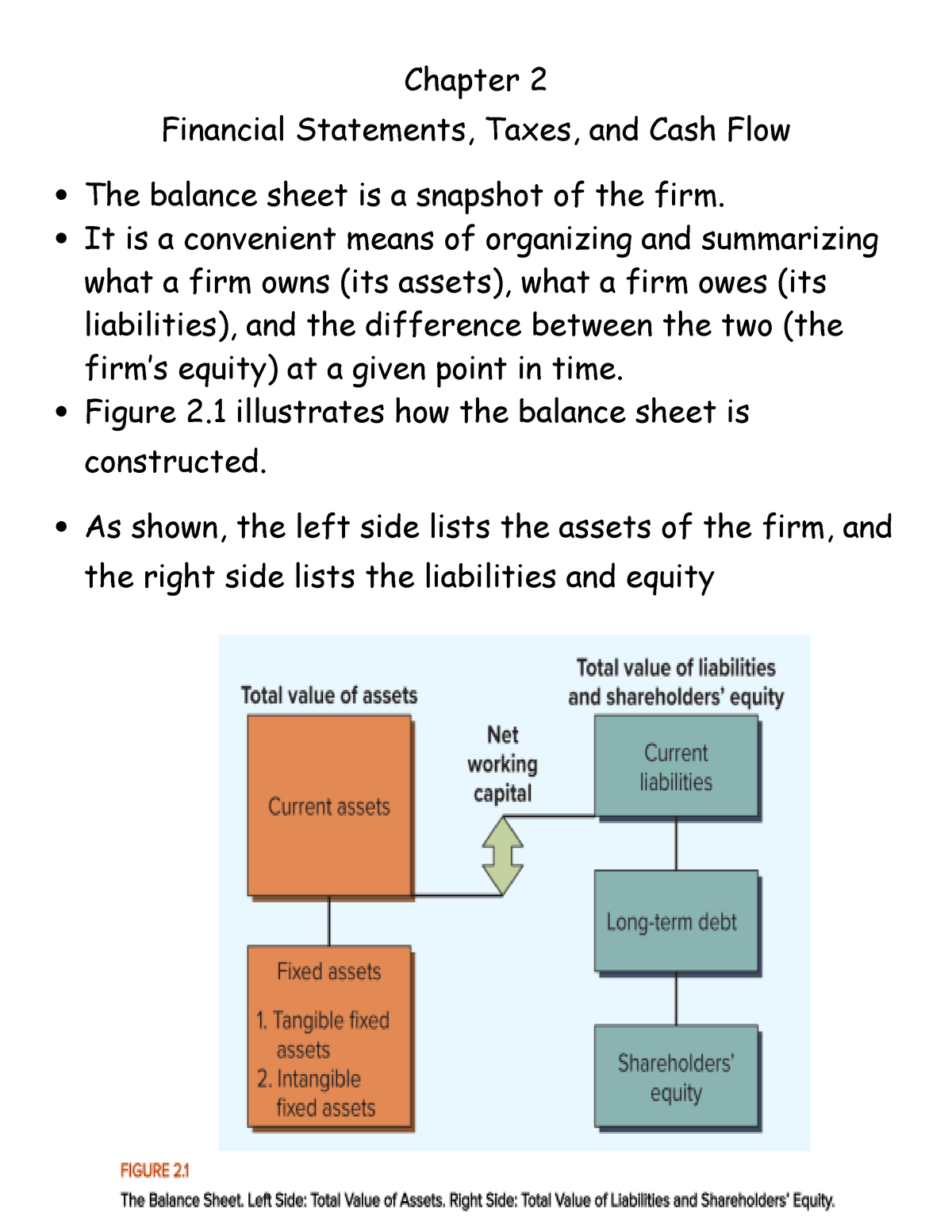 Chapter 2 - Chapter 2 Financial Statements, Taxes, And Cash Flow The ...