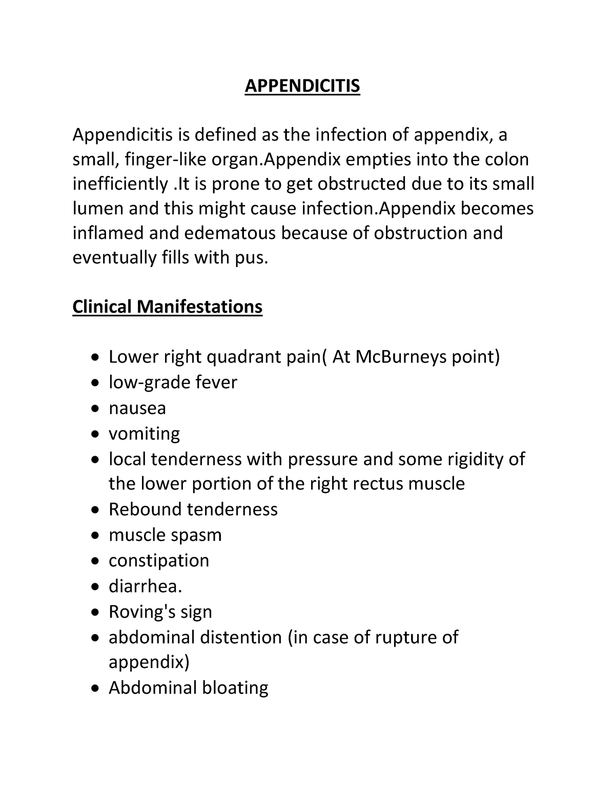 Appendicitis - This Study Material Is For Nursing Students To Improve ...