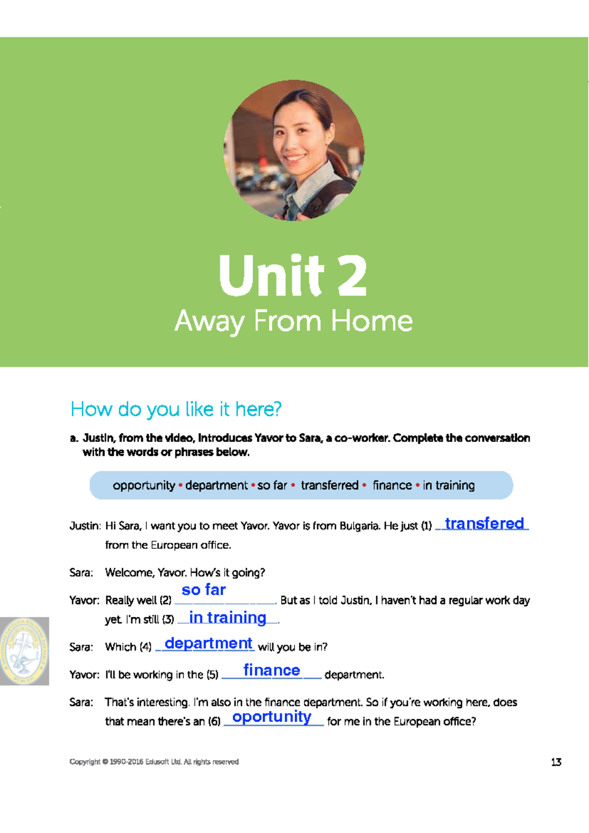 Unit 2 - INGLES 3 WORKBOOK INTERMEDIATE 1 - Ingles - • • • • • Love ...