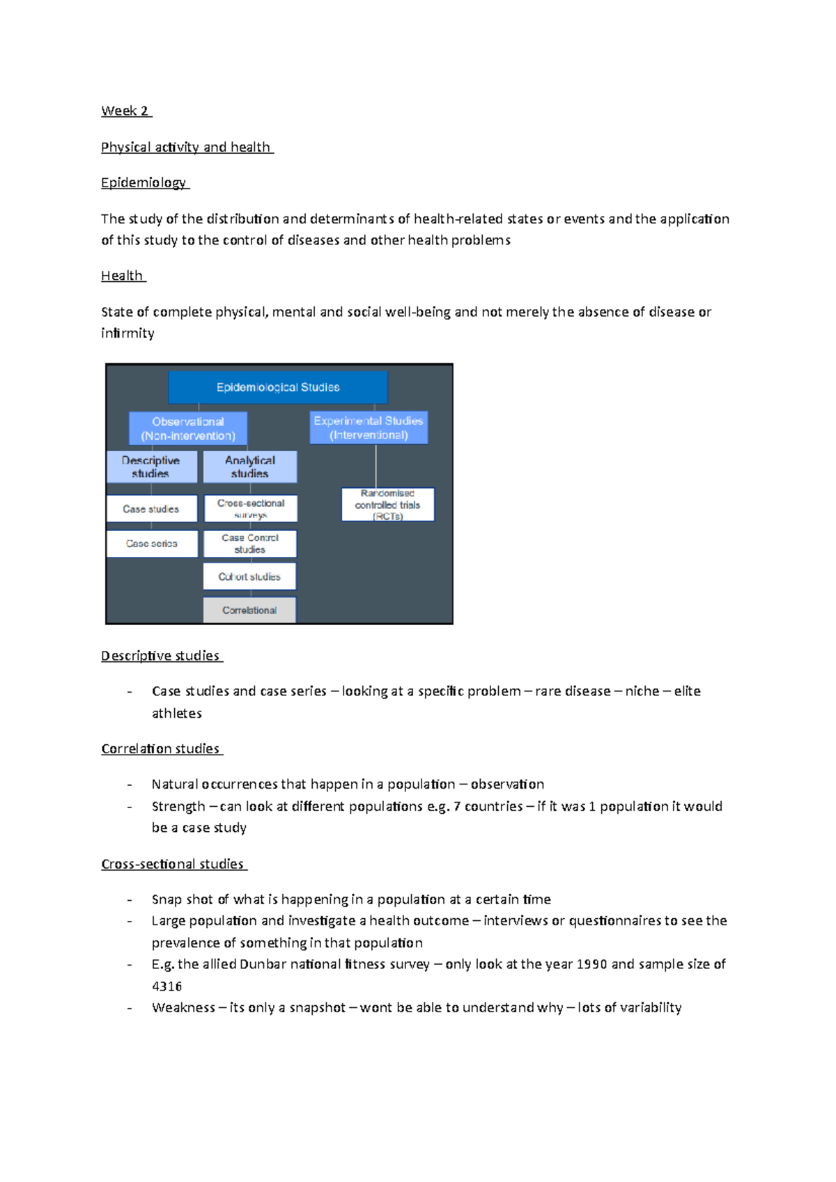 Week 2 - Lecture notes 2 - Week 2 Physical activity and health ...