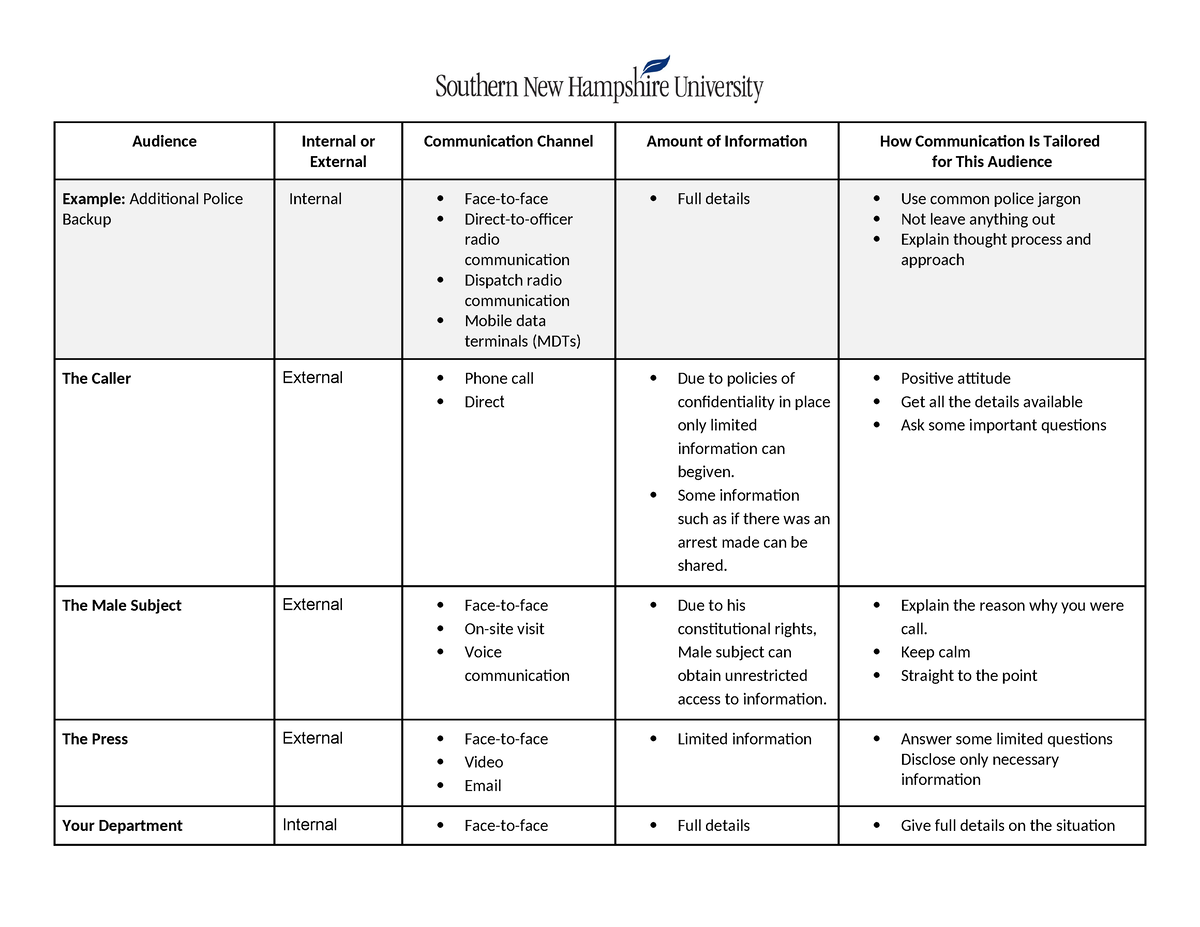 CJ 140 Module Four Assignment Template - Audience Internal Or External ...