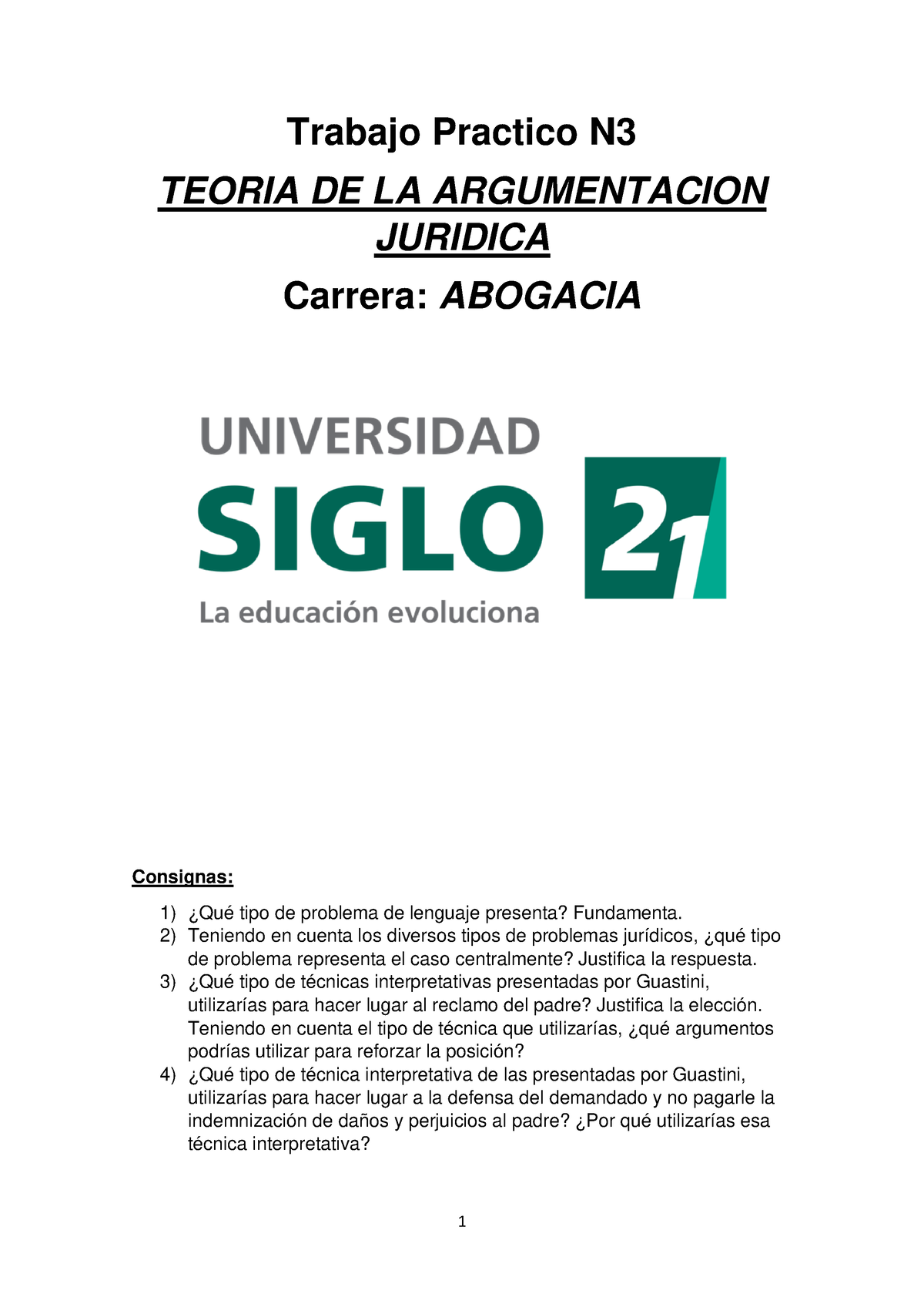 Tp3 Teoria De La Argumentacion Trabajo Practico N Teoria De La Argumentacion Juridica Carrera 6215