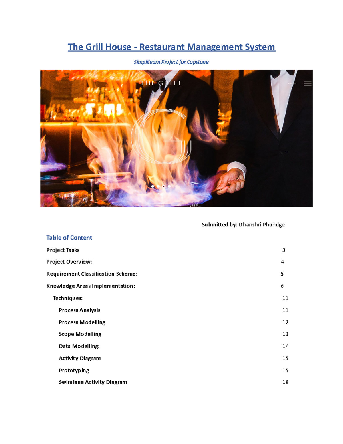 Project New Restuarant management system The Grill House The Grill