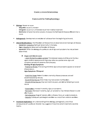 Pathophysiology ch 1 - Chapter 1 Etiology Outline Risk factor ...