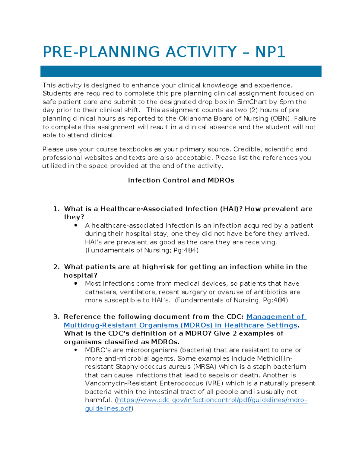 #1 Pre Plan - pre plan - PRE-PLANNING ACTIVITY – NP This activity is ...