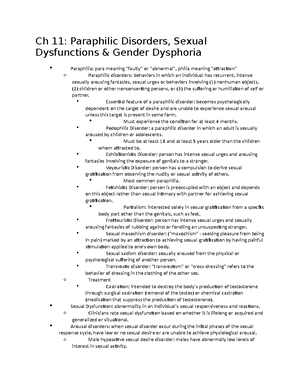 Ch 11 Paraphilic Disorders Sexual Dysfunctions Gender Dysphoria