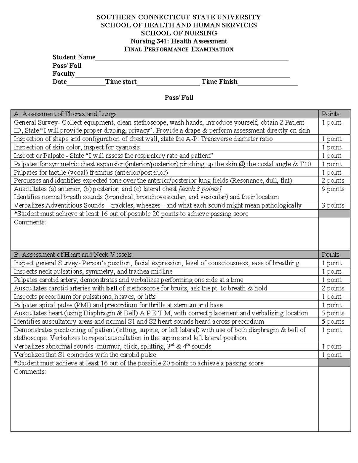 NUR 341 practicum 2024 (3) - SOUTHERN CONNECTICUT STATE UNIVERSITY ...