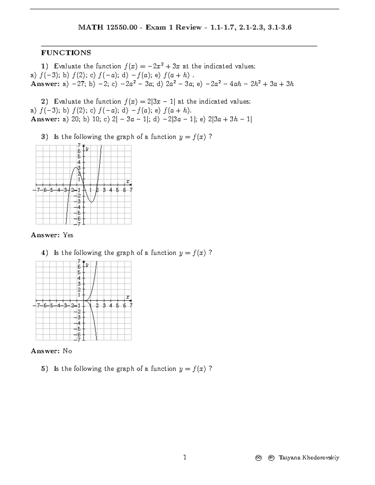 MATH12550 Exam1 Review Questions Answers - MATH 12550 - Exam 1 Review ...