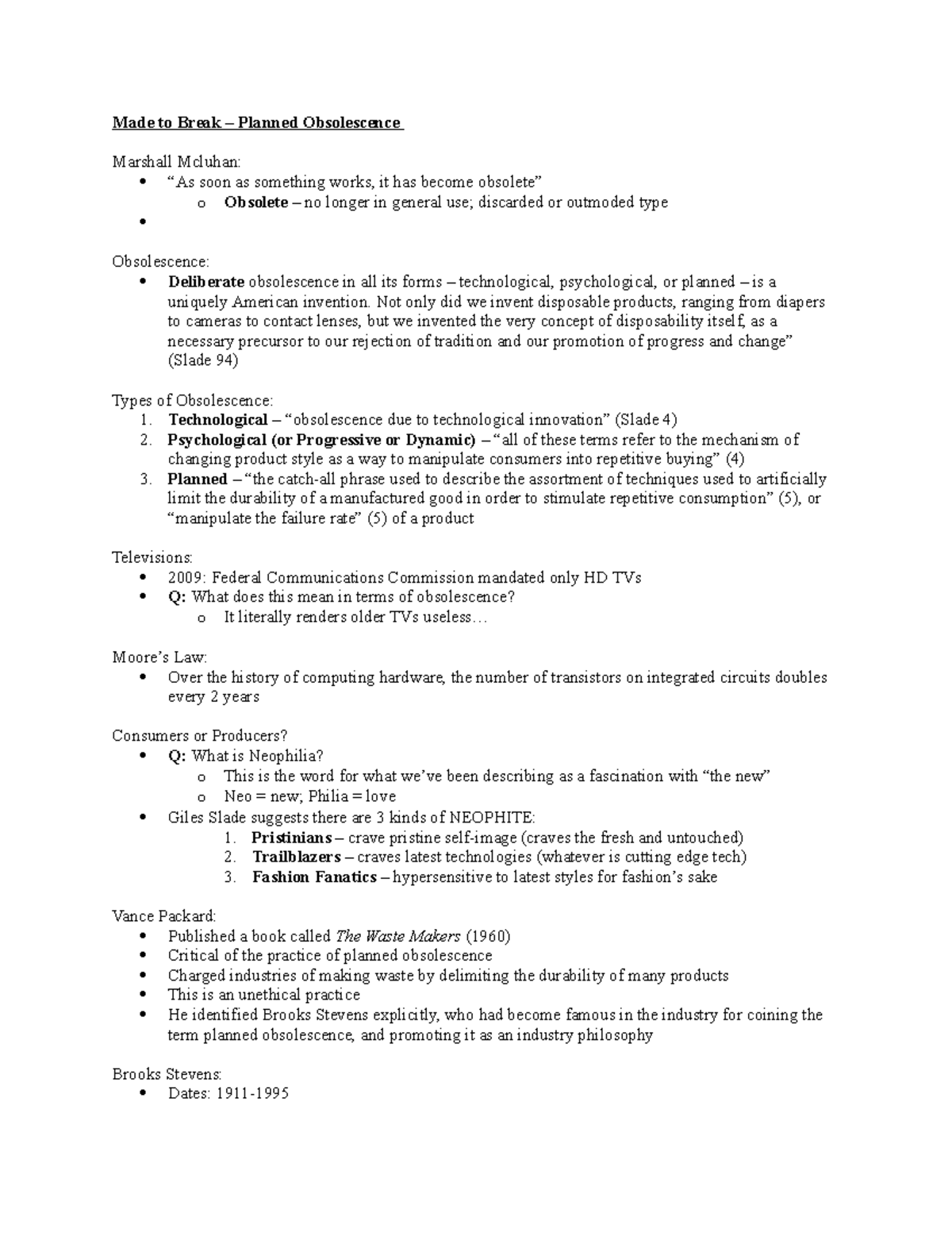 Vance Packard Planned Obsolescence