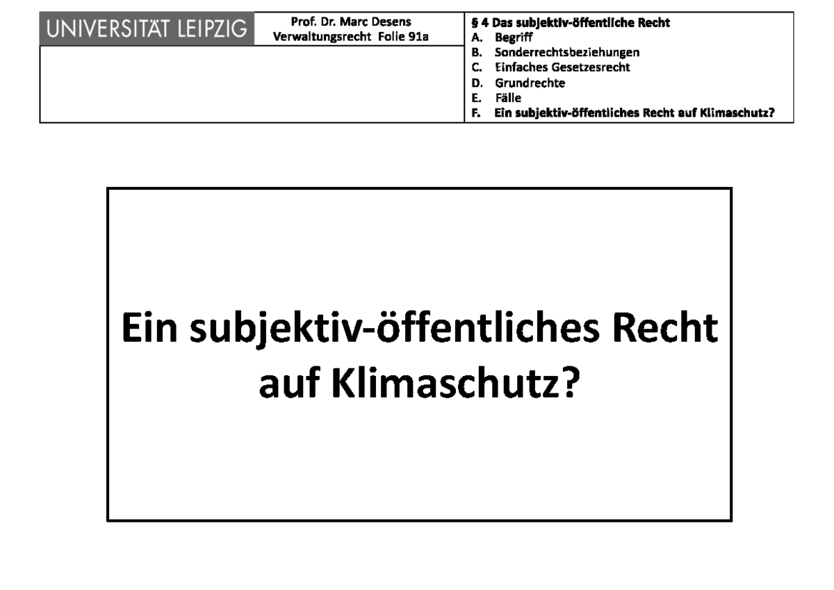 5. Subjektivöffentliches Recht auf Klimaschutz Ein subjektiv