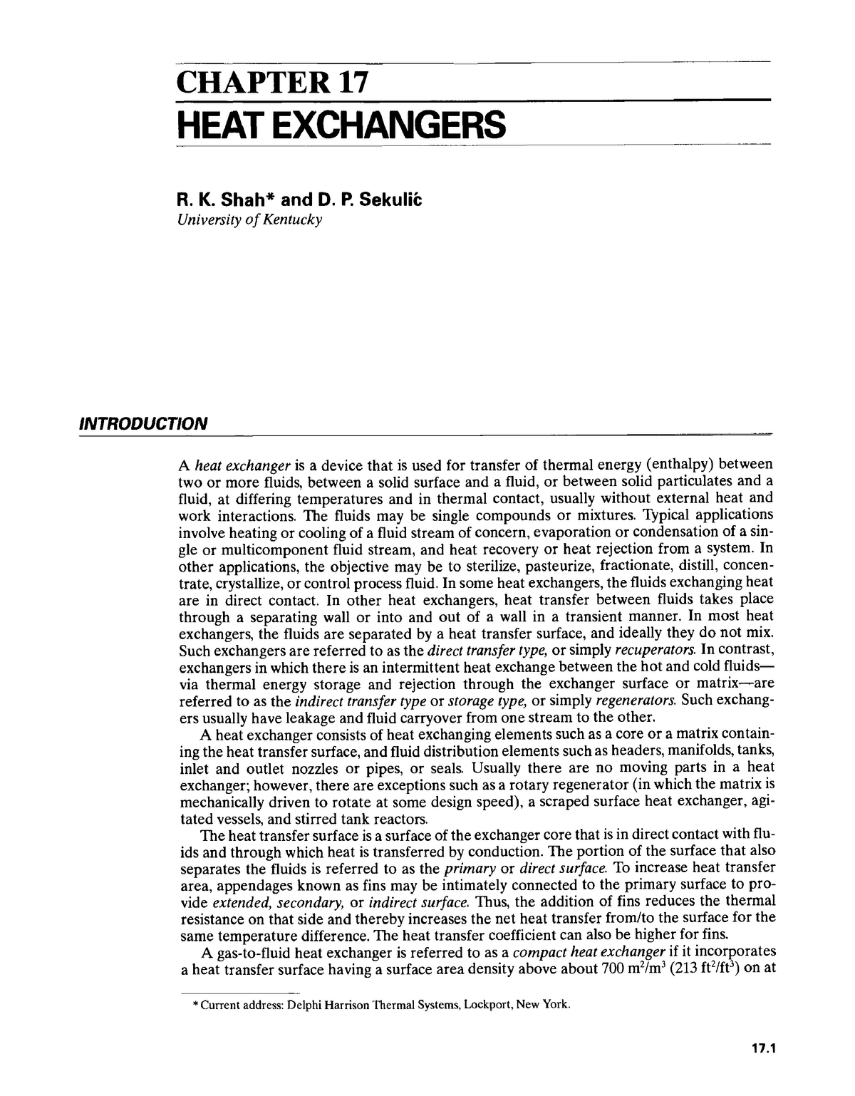 Heat 20Exchangers Grade 8 CHAPTER 17 HEAT EXCHANGERS R. K. Shah