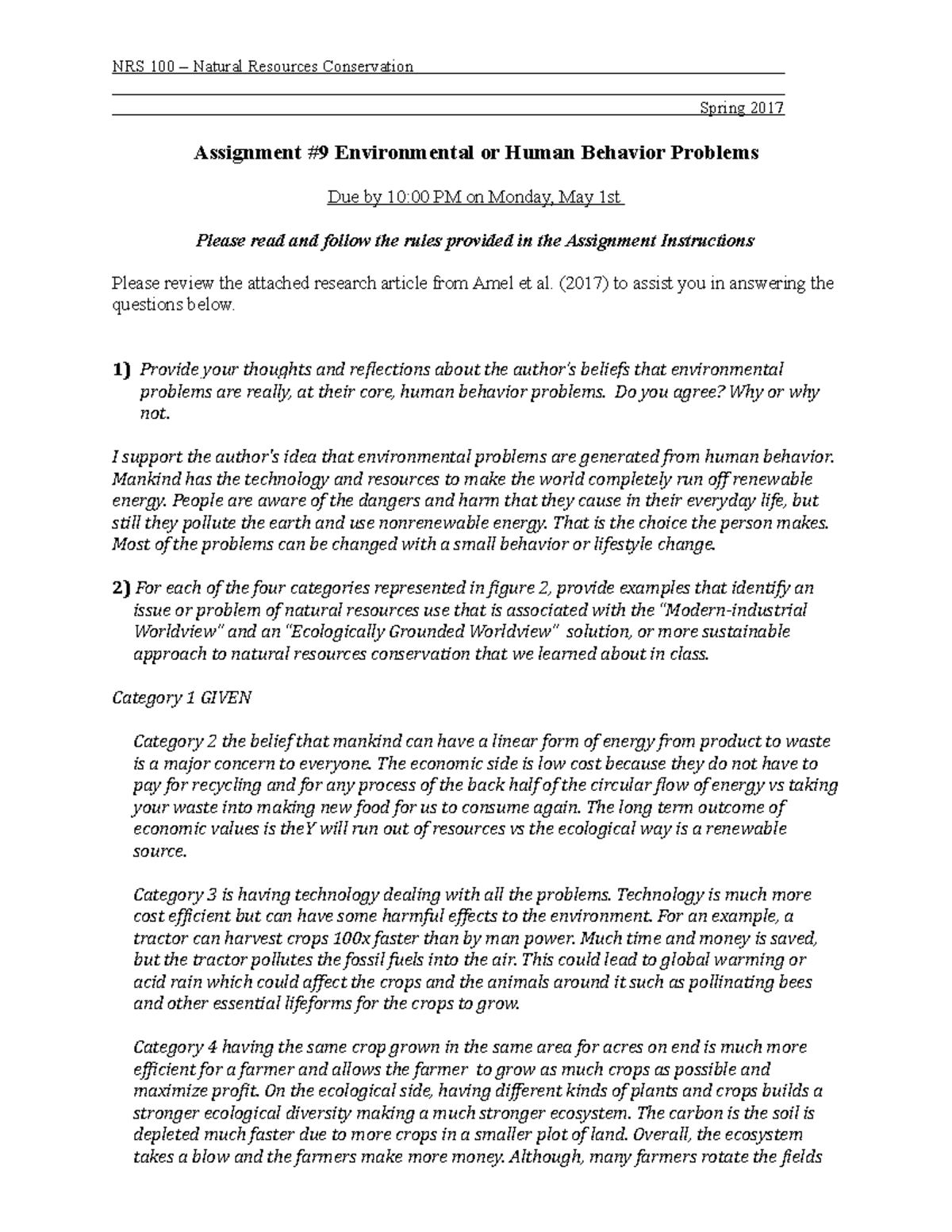 Assignment+9+Environmental+or+Human+Behavior+problem - NRS 100 ...