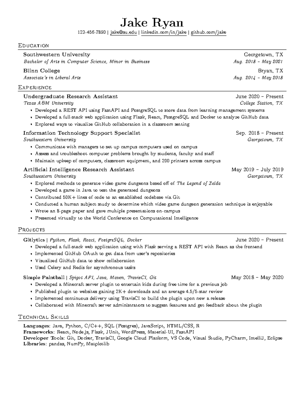 Latex Resume hah Jake Ryan - Thumb 1200 1553 