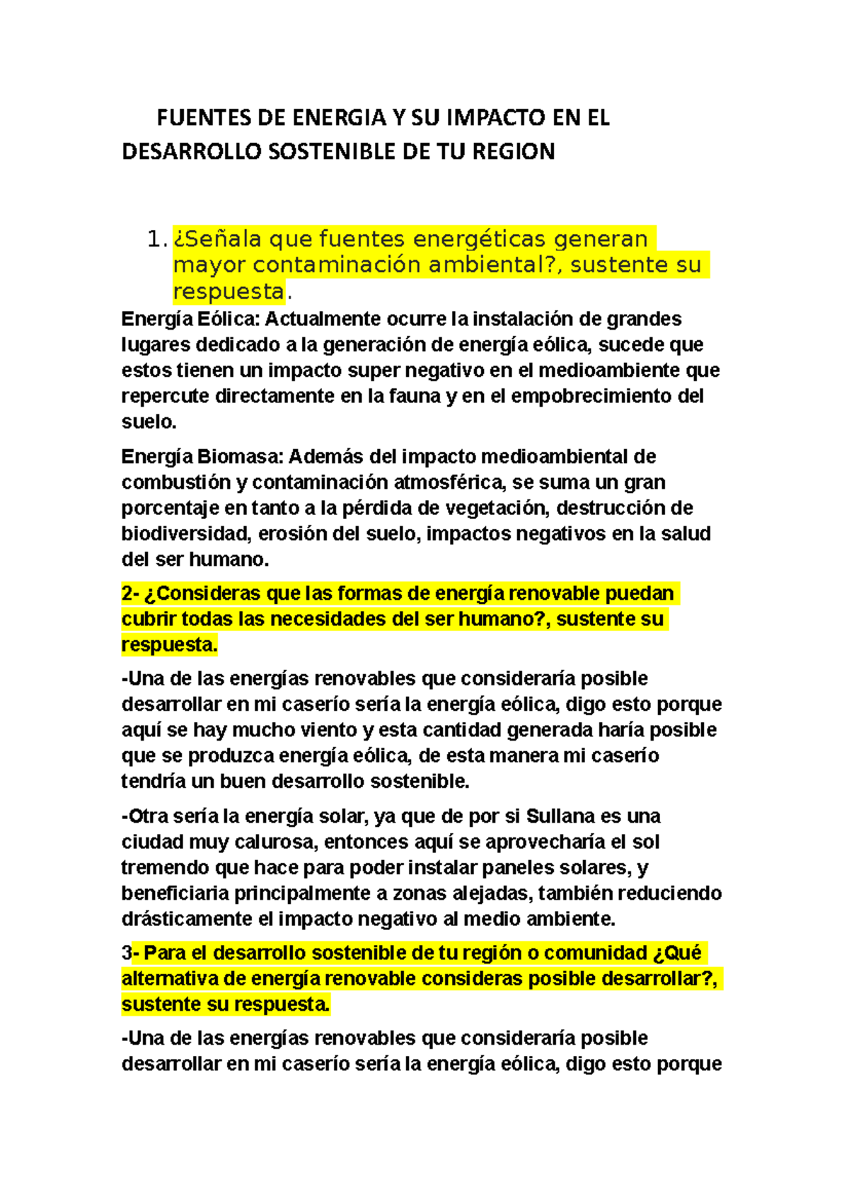 Fuentes DE Energia Y SU Impacto EN EL Desarrollo Sostenible DE TU ...