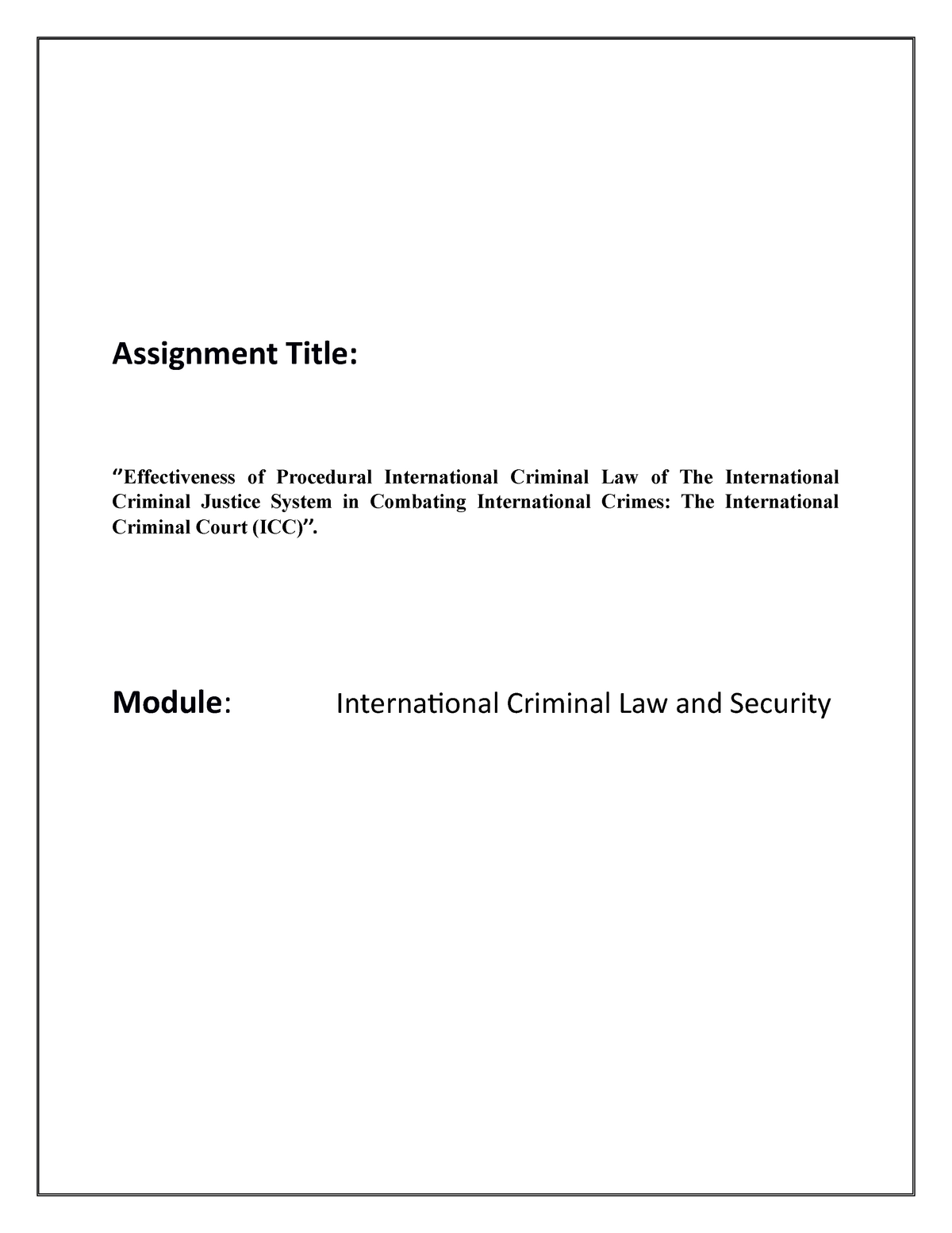 assignment on international criminal court