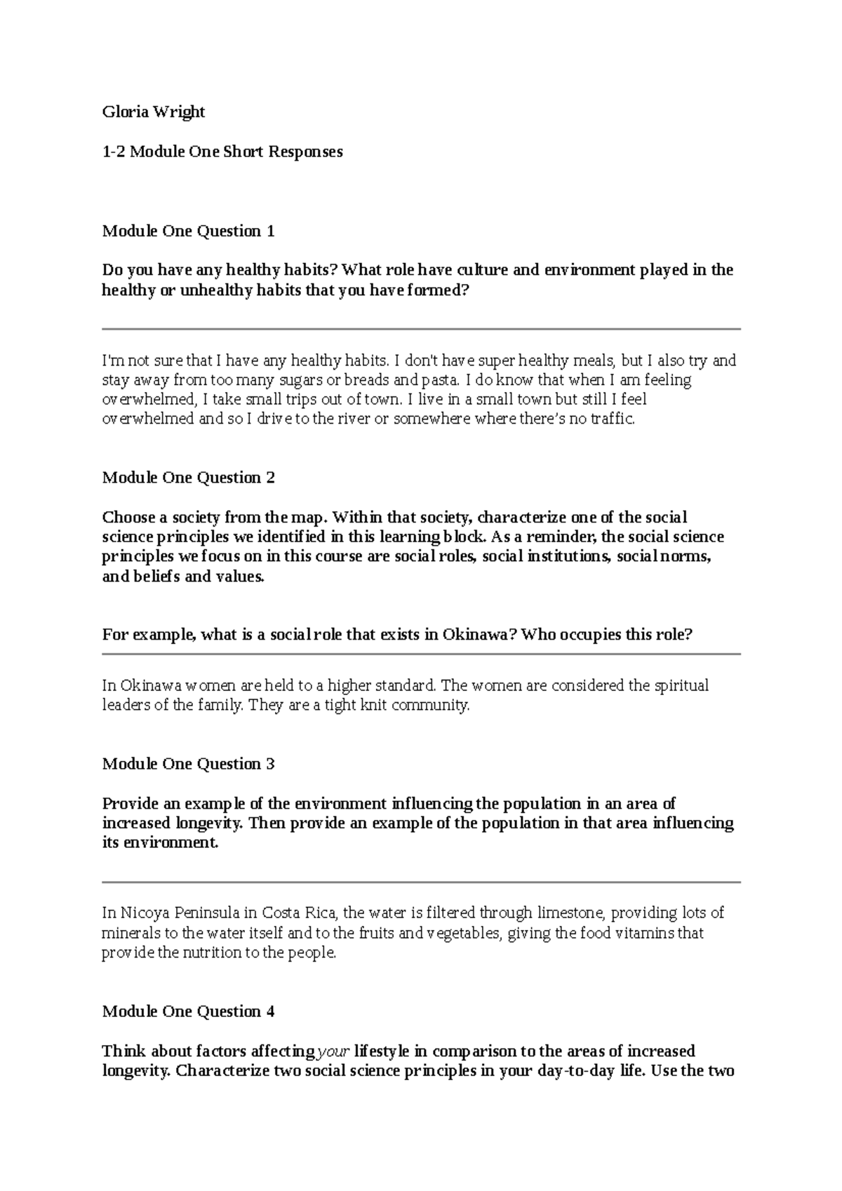 1-2 Module One Short Responses - Gloria Wright 1-2 Module One Short ...