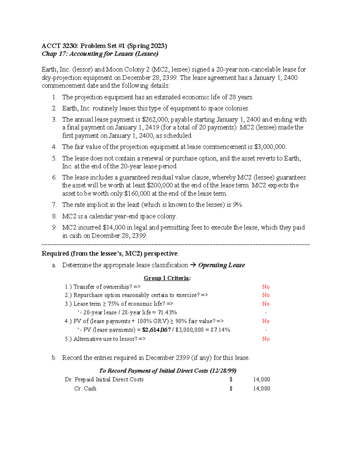 Midterm II (Homeworks) - ACCT 3230: Problem Set #1 (Spring 2023) Chap ...