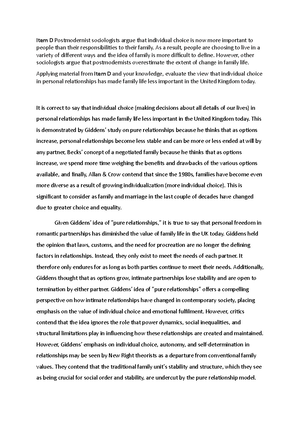 Sociology Essay - Marketisation - Item B Since the introduction of ...