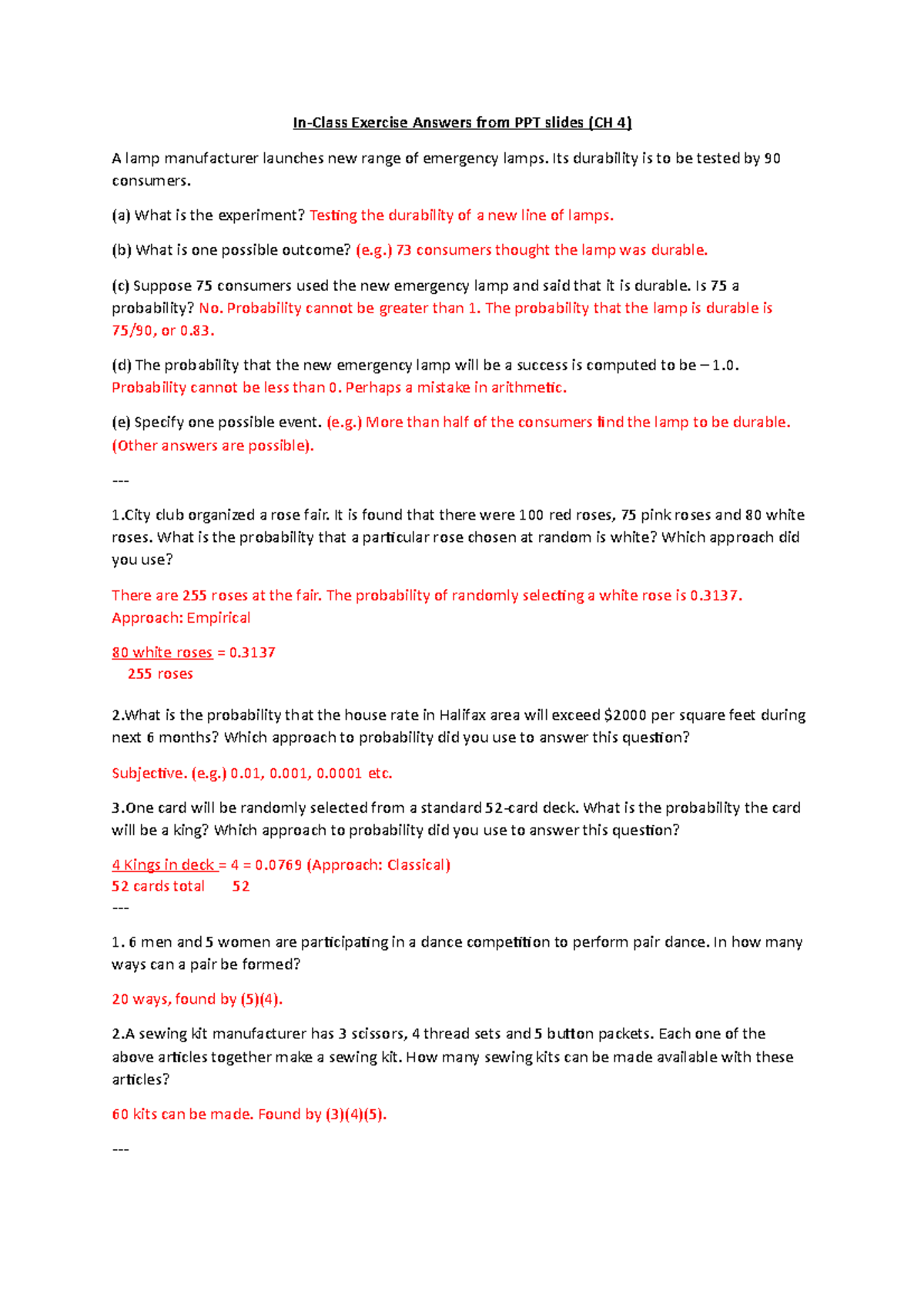 In-Class Exercises Ch 4 - In-Class Exercise Answers from PPT slides (CH ...