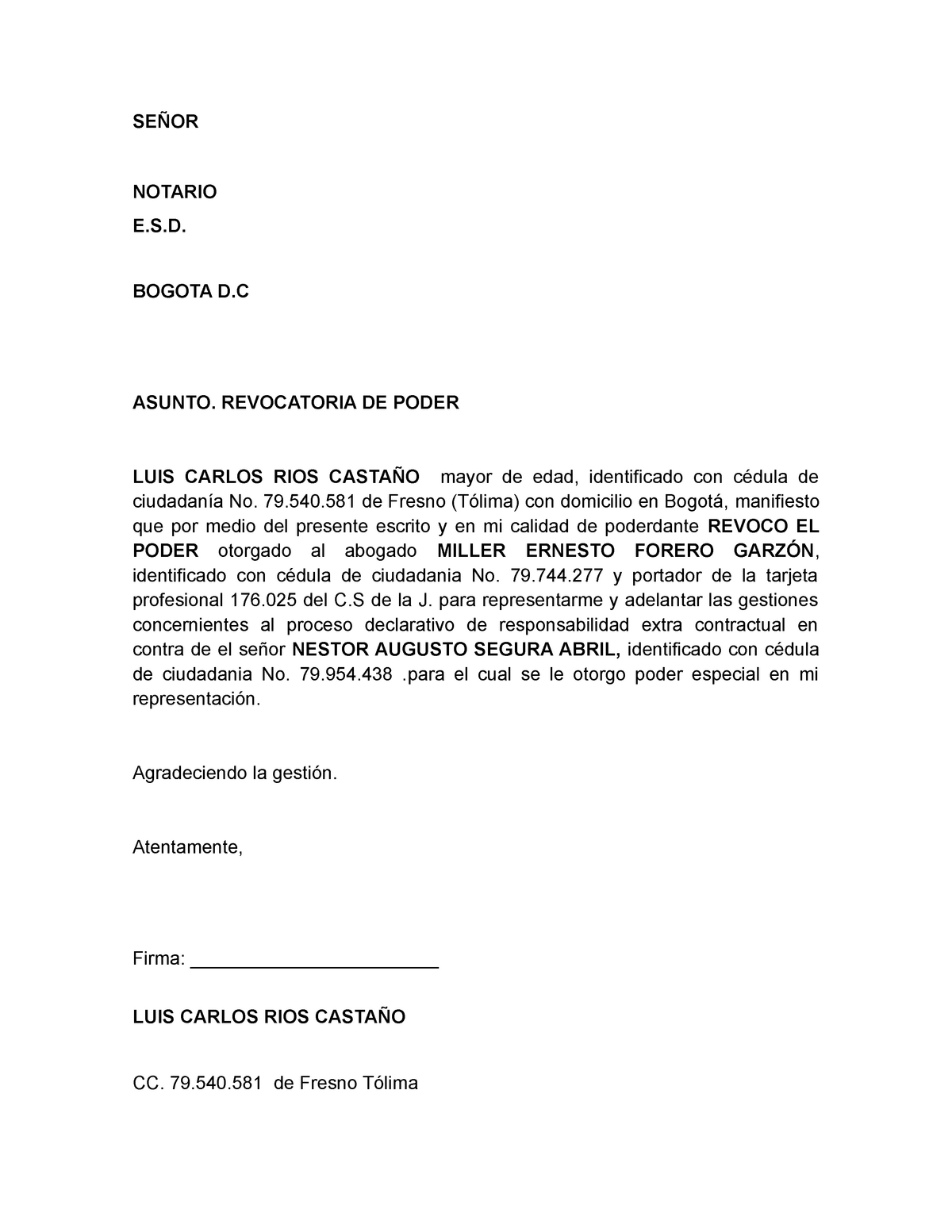 Modelo De Revocatoria De Poder Ante Notario Noticias 6499