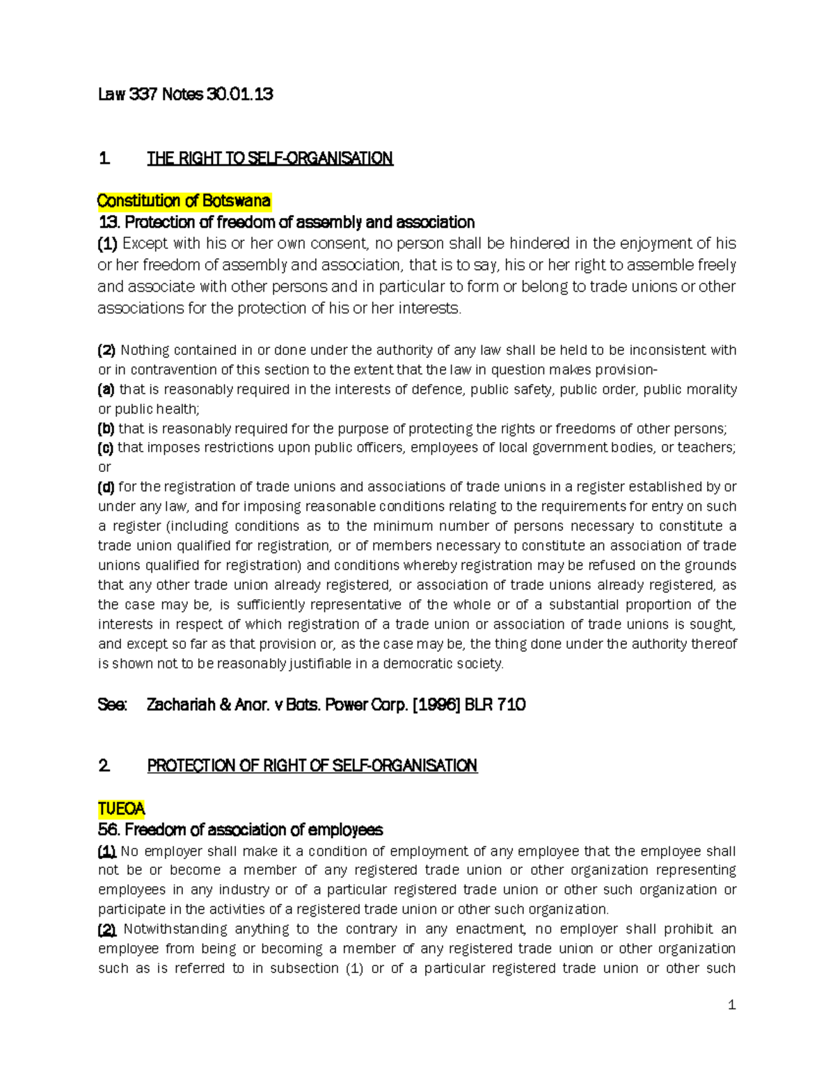 Law 337 Notes 30 - mandatory for test 1 - Law 337 Notes 30. 1. THE ...