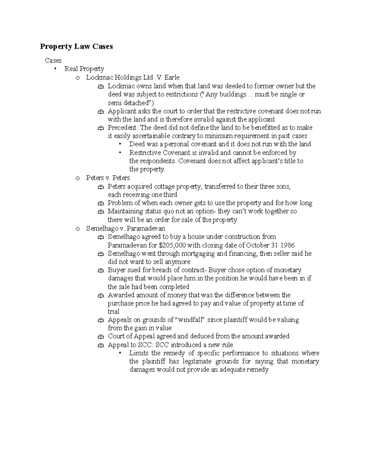 Law 2101 Final Exam Case Review - Property Law Cases Cases • Real ...