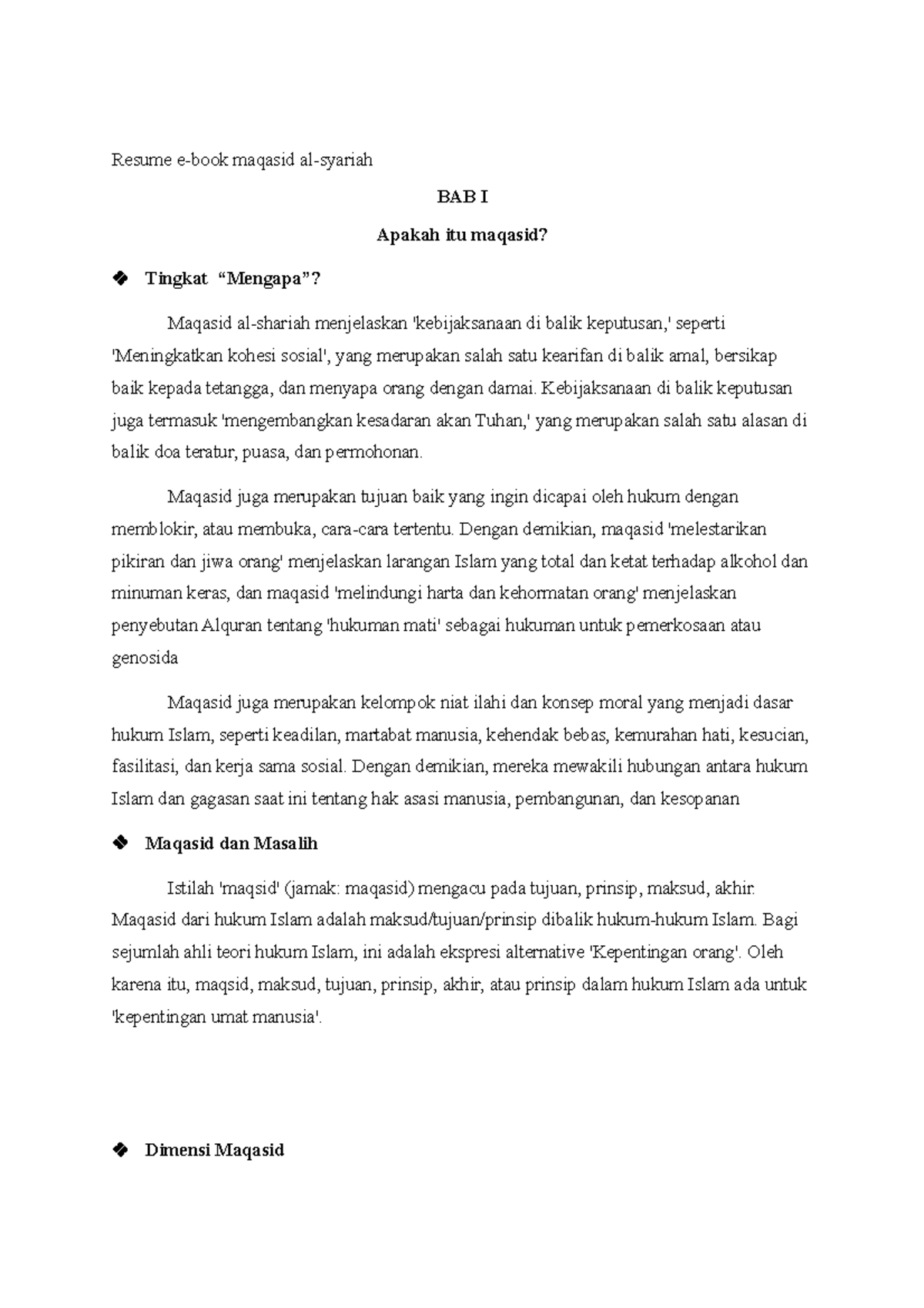 Apa itu Maqasid Resume ebook maqasid alsyariah BAB I Apakah itu
