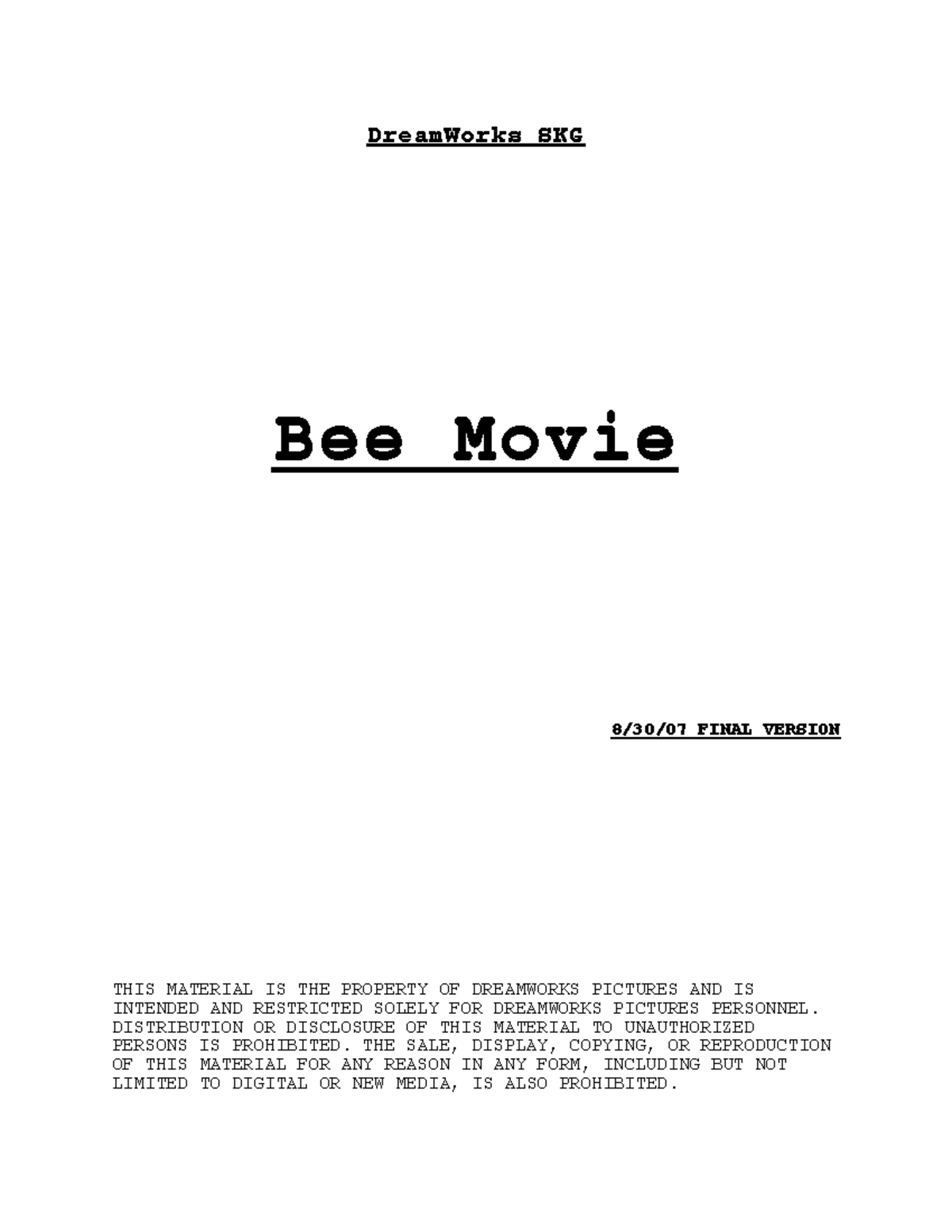 essay on the bee movie