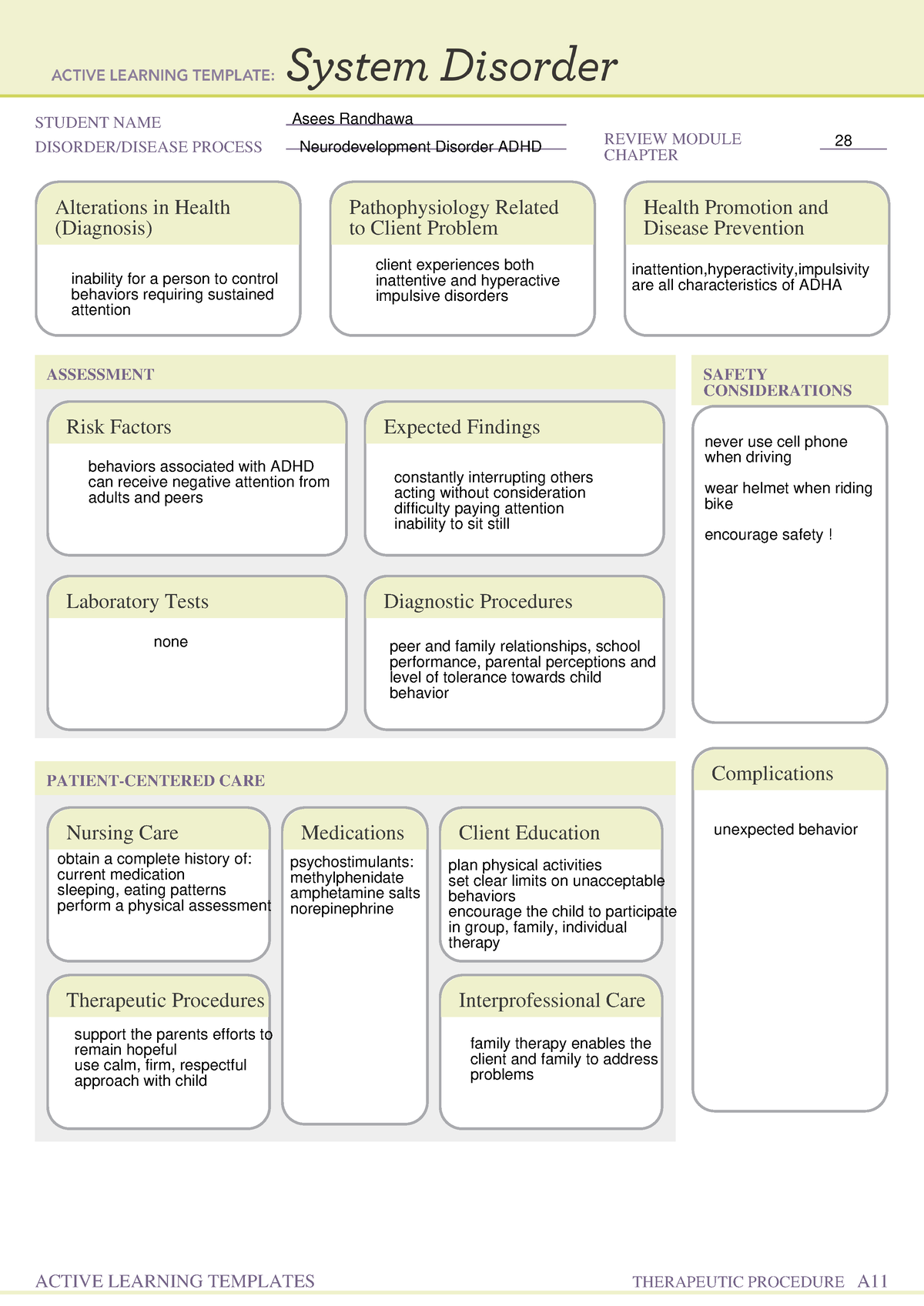 System Disorder form - STUDENT NAME DISORDER/DISEASE PROCESS REVIEW ...