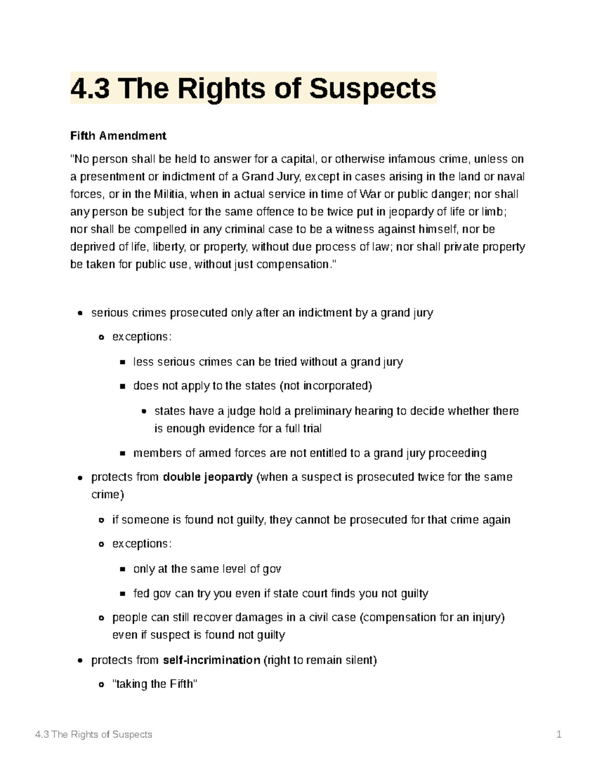 4 - Summary and bullet point notes of key information in chapter 4.3 ...