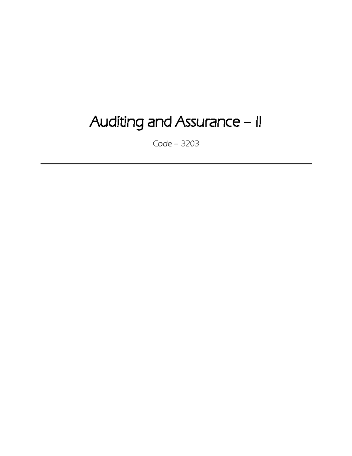 3.1 Auditing II by Mr Ishtiaq - Auditing and Assurance – II Code – 3203 ...