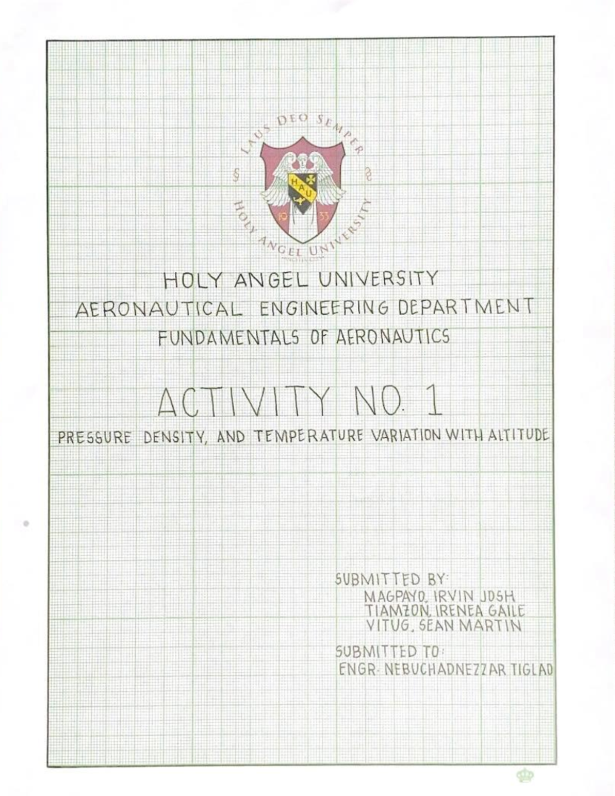 Group 4 Airsyslab Assignment 1 - BS in Aeronautical Engineering - gr ...