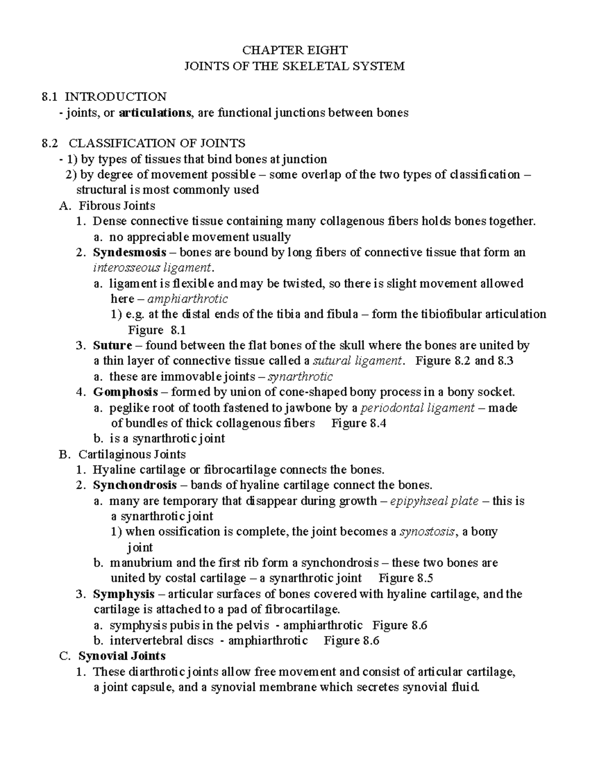 Chapter Eight-225 - CHAPTER EIGHT JOINTS OF THE SKELETAL SYSTEM 8 ...
