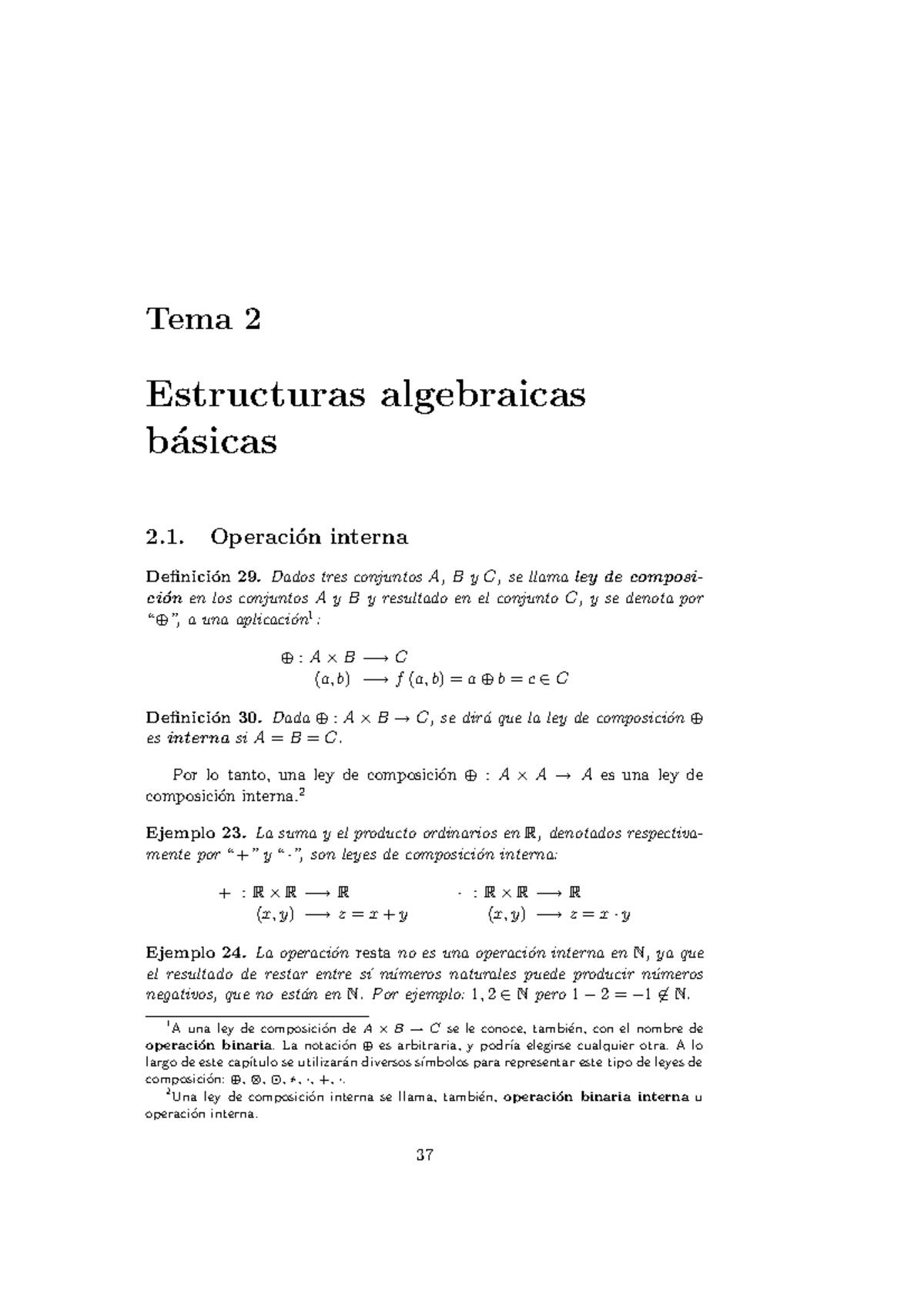 Apuntes, Lecciones 2 - Estructuras - Tema 2 Estructuras Algebraicas B ...