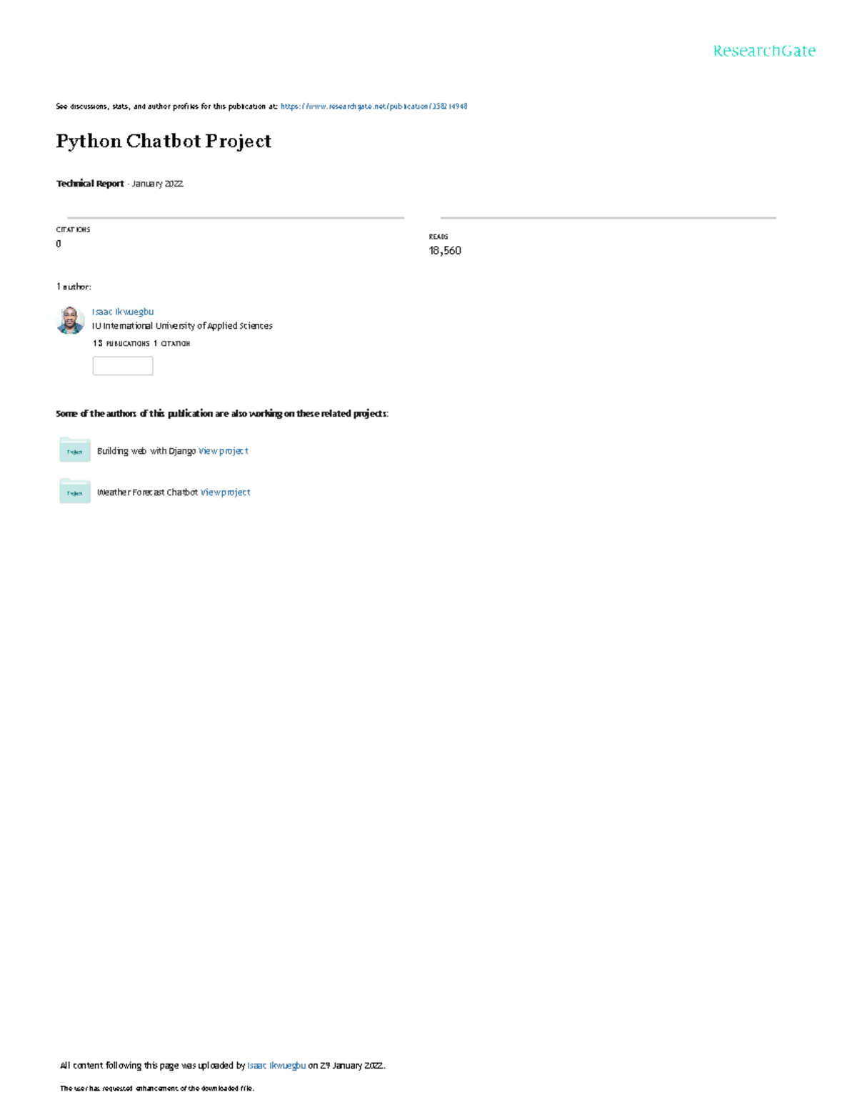 Python Chatbot Project - See discussions, stats, and author profiles ...