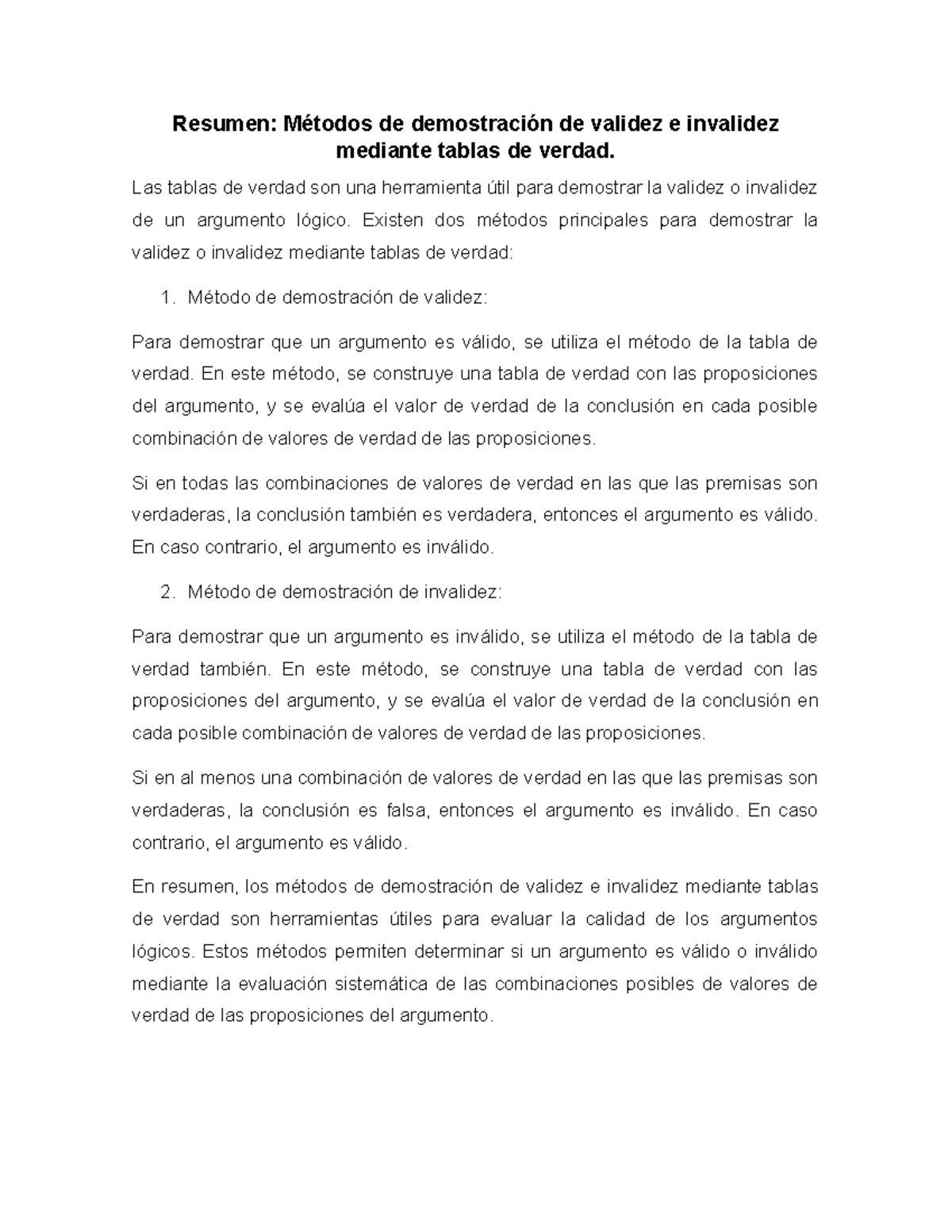 Olvera Villegas Carlos Métodos de demostración de validez e invalidez