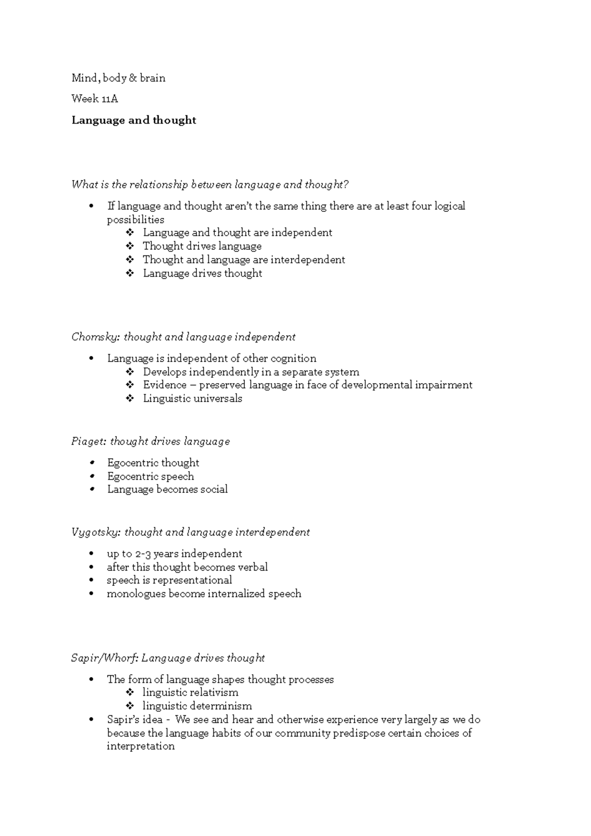 Language and Thought - .. in the patterns of our language Time: Hopi ...