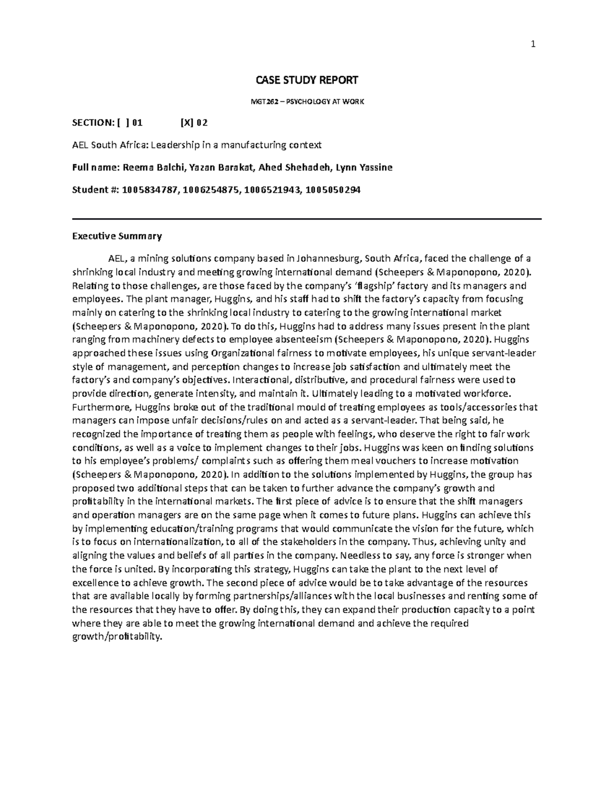 Case Study 1 Report (1) - n.a - CASE STUDY REPORT MGT262 – PSYCHOLOGY ...