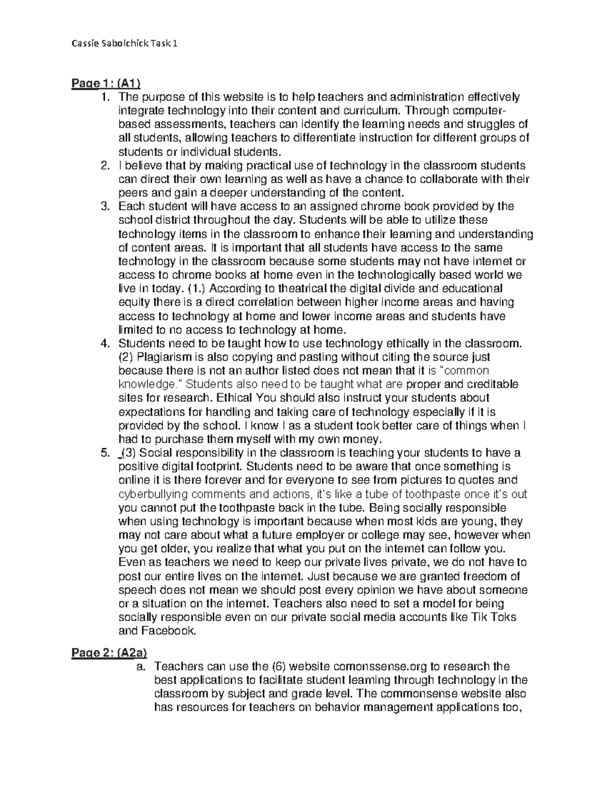 Task 1 4 - task 1 - Page 1: (A1) 1. The purpose of this website is to ...